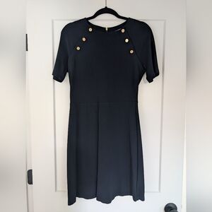 Draper James Navy Dress with Gold Button Detail